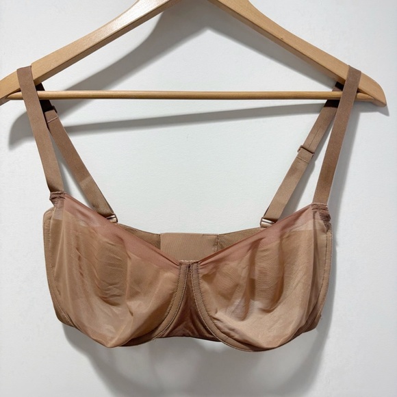 Skims No Show Unlined Balconette Bra Size 34DDD 34F Jasper Mesh Two Toned Brown - Picture 1 of 12